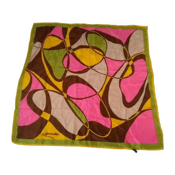 Vtg. Scarf Arnoldis? Retro Optic Psychedlic Japan 25.5" X 26" (Almost) READ - Picture 12 of 12